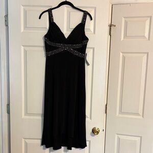 Cachet Black High Low Dress with Silver Accents